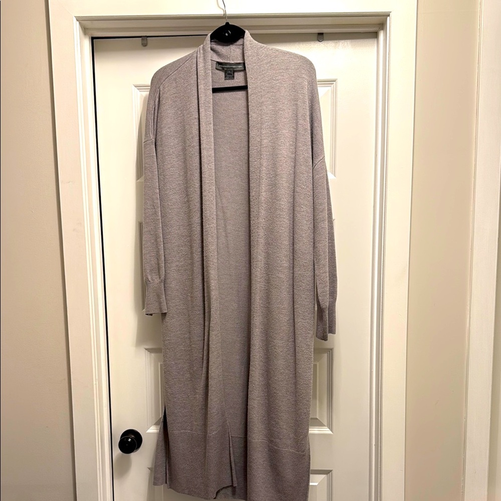 Long Gray Open Cardigan